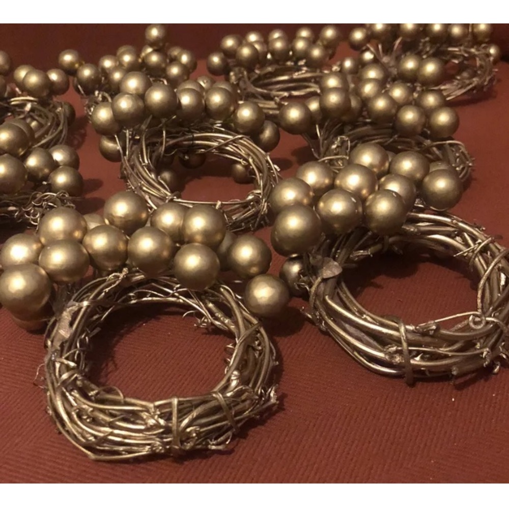 Lot of Nine (9) Matte Gold Napkin Rings EUC